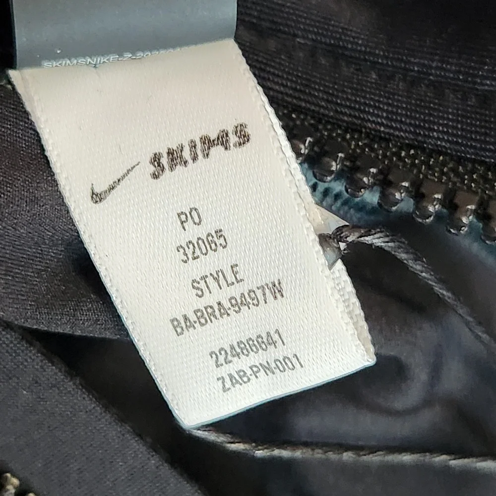 New Nike Skims Shine Color Block Zip Up Bra Obsidian Dark Teal Size XS Top